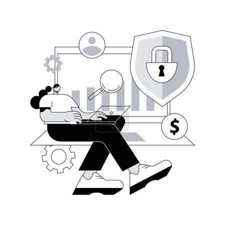 Illustration for Cyber security risk management abstract concept vector illustration. Cyber security report analysis, risk mitigation management, protection strategy, identify digital threat abstract metaphor. - Royalty Free Image