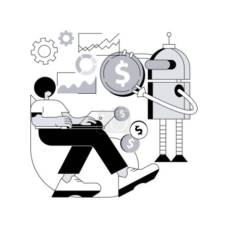 Illustration for Artificial intelligence in financing abstract concept vector illustration. Financial robo advisor, AI hedge funds, artificial intelligence, technology-based finance service abstract metaphor. - Royalty Free Image