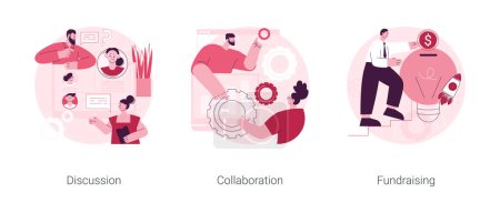 Illustration for Partnership abstract concept vector illustration set. Discussion, collaboration project, business fundraising, startup investment, brainstorming, work together and share opinion abstract metaphor. - Royalty Free Image