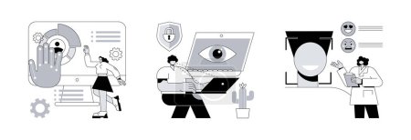 Illustration for Sensor technology abstract concept vector illustration set. Gesture recognition, eye tracking technology, emotion detection, hands-free control, motion tracking, machine learning abstract metaphor. - Royalty Free Image