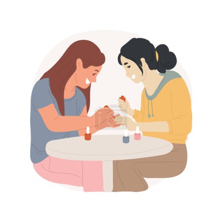 Illustration for Painting nails isolated cartoon vector illustration. Two women painting each others nails, female friendship, girls spending time together, laughing together, human relationship vector cartoon. - Royalty Free Image