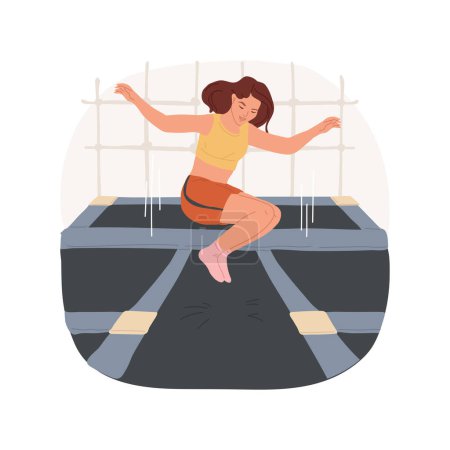 Illustration for Jumping skills isolated cartoon vector illustration. Teenage girl honing her jumping skills, learning acrobatics, extreme sport, trampoline park, active lifestyle, somersault vector cartoon. - Royalty Free Image