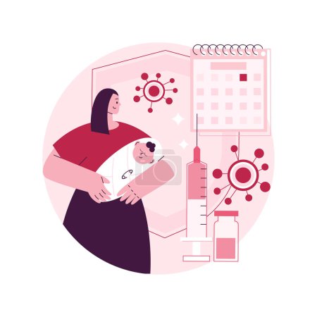 La vacunación infantil y la vacunación abstracta concepto vector ilustración. Vacuna para lactantes, bebés y niños, calendario de vacunación para recién nacidos, protección contra enfermedades infecciosas infantiles metáfora abstracta.