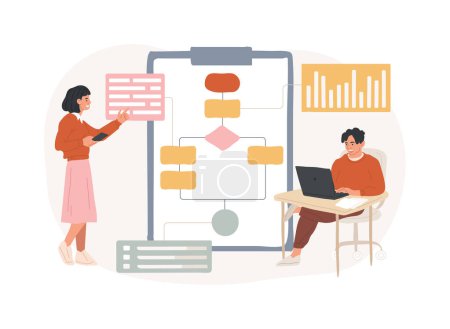 Illustration for Workflow process isolated concept vector illustration. Design and automation, boost office productivity, business process, cloud-based project management platform software vector concept. - Royalty Free Image