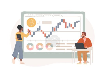Cryptocurrency trading desk isolated concept vector illustration. Bitcoin futures platform, crypto exchange trade service, financial technology business, smart order routing vector concept.