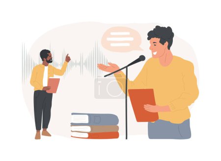 Voice and speech training isolated concept vector illustration. Speech coach, voice improvement for business, vocal exercise, sound wave, talk and discussion, communication vector concept.
