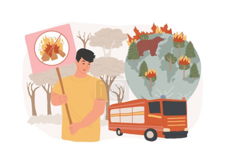 Prevention of wildfire isolated concept vector illustration. Forest and grass fire, conflagration safety engineering, wildfire prevention, firefighting service, save wildlife vector concept.
