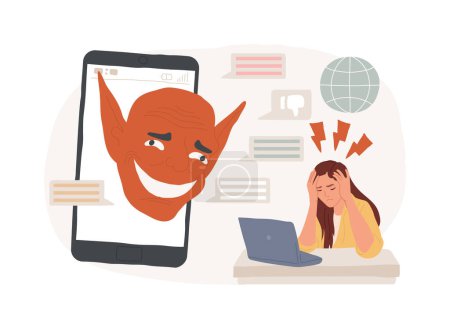 Internet trolling isolated concept vector illustration. Digital harassment, internet troll, social media aggressive behavior, trolling technique, tactic, off-topic comment vector concept.