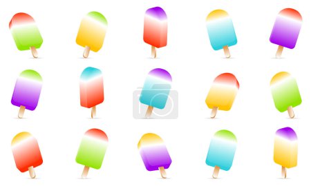 Photo for Ice cream on white background. Colorful fruity ice lollies in two different flavor - Royalty Free Image