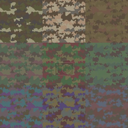 Photo for Set of 9 colorful camouflage seamless patterns. - Royalty Free Image