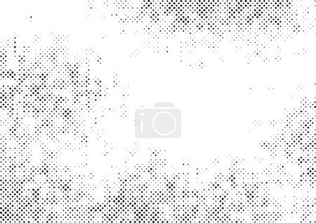 Illustration for Halftone dots gradient background. Grunge halftone frame. White and black noise retro effect. Vector illustration - Royalty Free Image