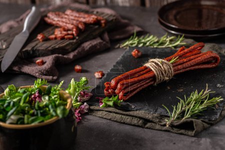 Téléchargez les photos : Delicious kabanos full of meat food photography - en image libre de droit