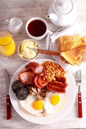 Photo for Full English or Irish breakfast, served - Royalty Free Image