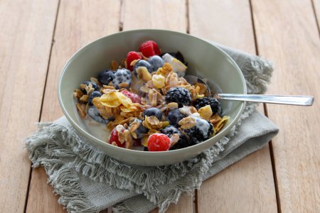 Photo for Bowl with berry muesli and yogurt - Royalty Free Image