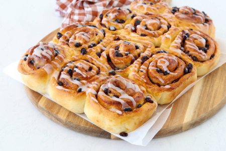 Photo for Chelsea buns a type of currant bun  with glaze - Royalty Free Image