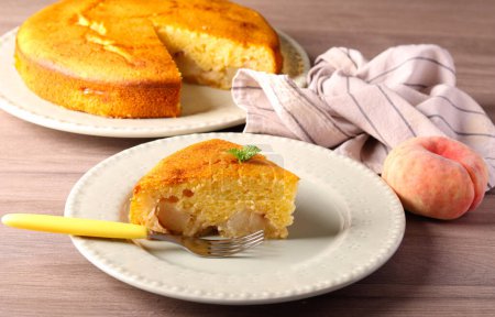 Photo for Peento or donut peach cake, served - Royalty Free Image