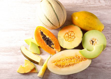 Photo for Different sorts of melons on the table - Royalty Free Image