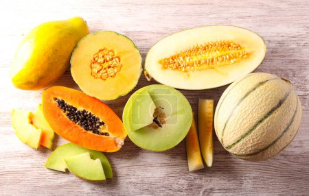 Photo for Different sorts of melons on the table - Royalty Free Image