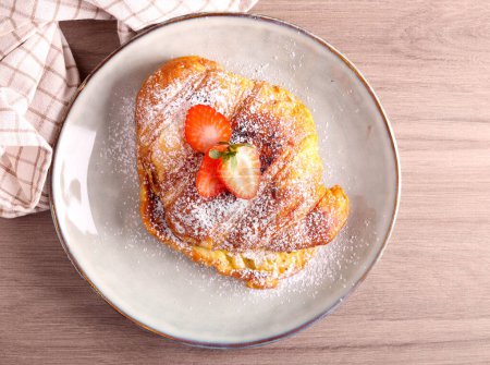 Photo for Croissant French Toast, served on plate - Royalty Free Image