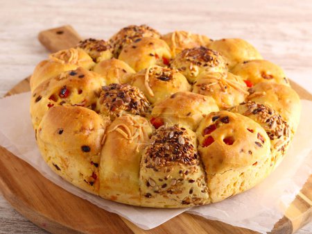 Photo for Mixed bread rolls  ith cheese, seeds and pepper - Royalty Free Image