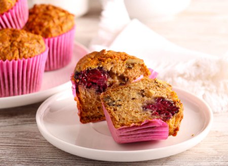 Photo for Carrot muffins with nuts and berries - Royalty Free Image