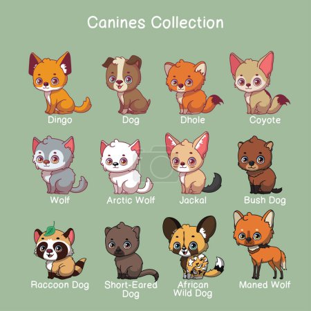 Illustration for Canine illustrations with name text - Royalty Free Image