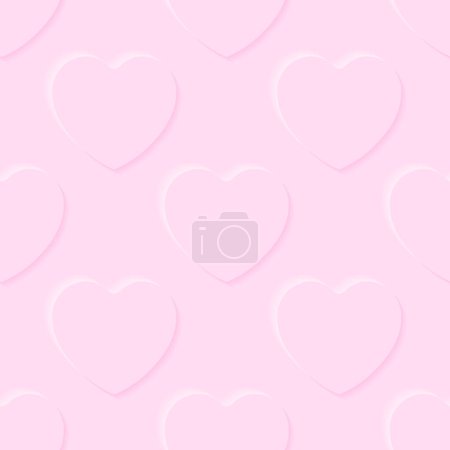 Ilustración de Patrón de corazones de color rosa en relieve en estilo realista para la impresión y la decoración. Clipart vectorial. - Imagen libre de derechos