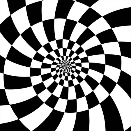 Black and white background of optical illusion of depth in flat style for print and design.Vector clipart.