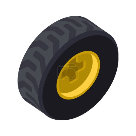 Illustration for Truck wheel in isometric style on a white background for printing and design.Vector clipart. - Royalty Free Image