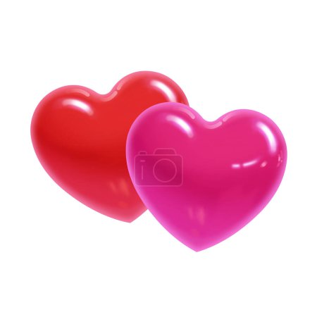 Concept with hearts for Valentines day on a white background in a realistic style for print and design. Vector clipart.