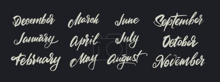 Ilustración de Name of the months of the year, brush lettering. Vector illustration - Imagen libre de derechos