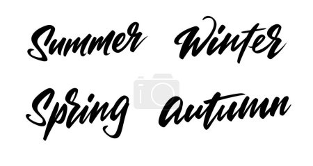 Ilustración de The inscriptions of the seasons in lettering style on a white background for printing and design. Vector clipart. - Imagen libre de derechos