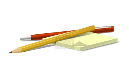 Ilustración de Concept pen. pencil and notebook on white background. Vector illustration - Imagen libre de derechos