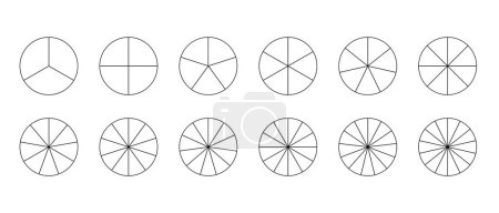 Illustration for A set of circles with divisions in the style of line art for print and design. Vector clipart. - Royalty Free Image