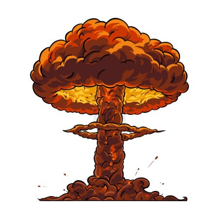 Illustration for Mushroom cloud of nuclear explosion in pop art style. Vector clipart - Royalty Free Image