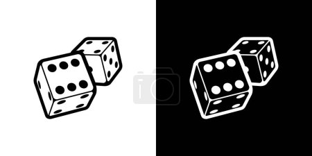 Illustration for Dice logo on white and black background in isometric style for print and design. Vector clipart. - Royalty Free Image