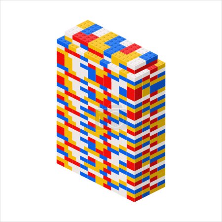 Illustration for A wide building made of plastic blocks. Vector illustration - Royalty Free Image