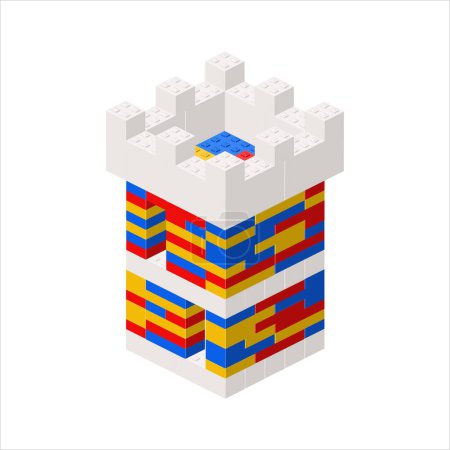 Illustration for Fortress tower made of plastic blocks. Vector illustration - Royalty Free Image