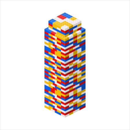 Illustration for Residential building made of plastic bricks. Vector illustration - Royalty Free Image