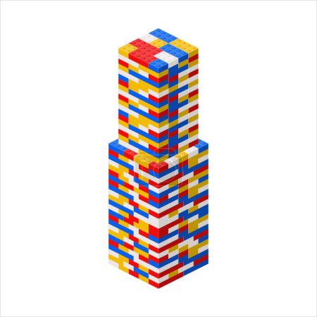 Illustration for Tall building made of plastic bricks. Vector illustration - Royalty Free Image