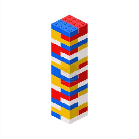 Imitation of a high-rise building made of plastic blocks. Vector illustration