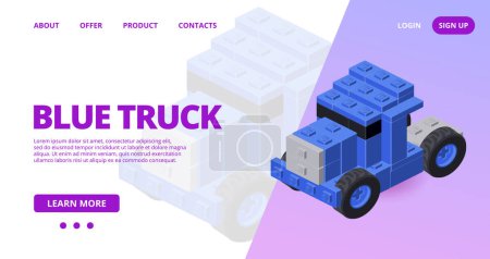 Illustration for Web template with a blue truck. Vector illustration - Royalty Free Image