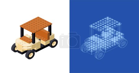 Golf cart project for print and decoration. Vector