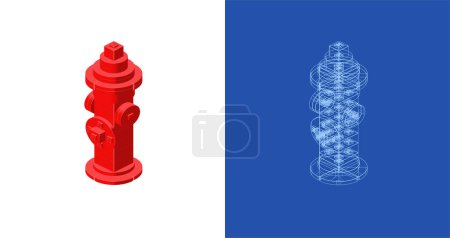 Illustration for Fire hydrant project for print and decoration. Vector - Royalty Free Image