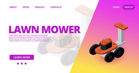 Web template with a awn mower. Vector illustration
