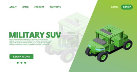 Illustration for Web template with a military SUV. Vector illustration - Royalty Free Image