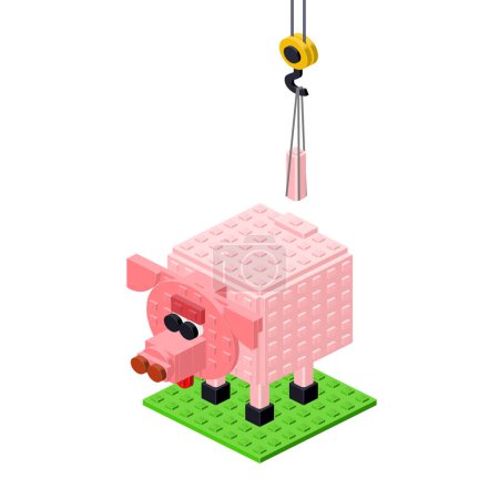 Illustration for Pig breeding on white background. Vector illustration - Royalty Free Image