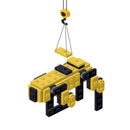 Illustration for Yellow robot production concept on white background. Vector illustration - Royalty Free Image