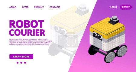 Illustration for Web template with a robot courier. Vector illustration - Royalty Free Image
