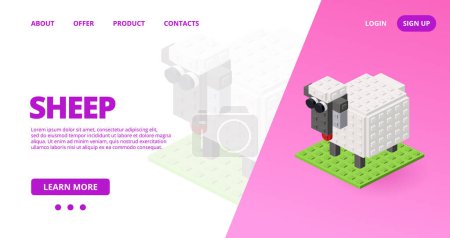 Web template with a sheep. Vector illustration